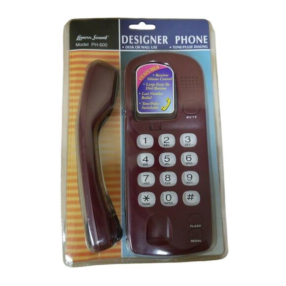 Lenoxx Sound PH-600 Designer Phone Desk Or Wall Mountable Burgundy Dark Red - Picture 1 of 3